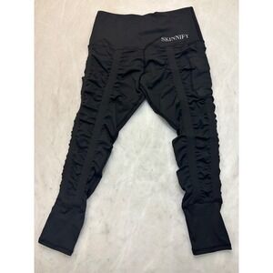 SKINNIFY High Waist Ruched Leggings Pocket Workout Athleisure Black Size L